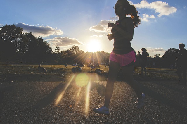 jogging in park
